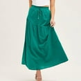 thumbnail image 2 of Summer Long Skirts for Women Cotton Linen High Waist Boho Pleated Swing Maxi Skirt Casual Ruffled Layers Flowy A Line Beach Skirts Pockets, 2 of 7