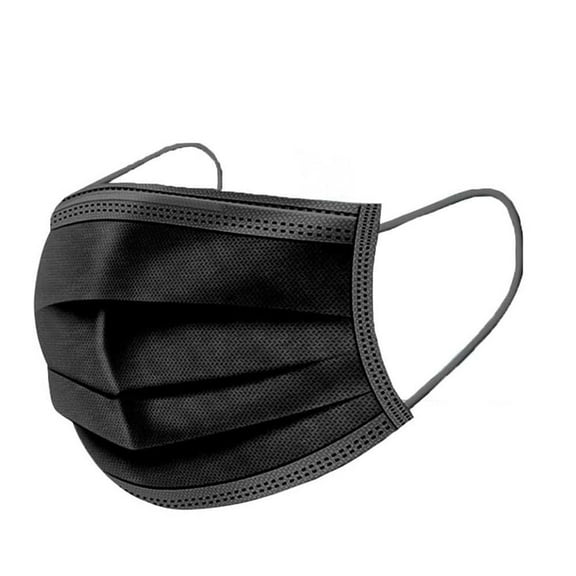 3-Ply Black Disposable Face Mask with Ear Loops