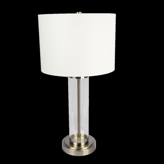 Ashcroft Furniture Luna Brushed Nickel Table Lamp with On/Off Switch Clear Glass Body  Metal Base