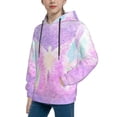 thumbnail image 2 of Picia Purple Sparkling Butterfly Pattern Youth Hoodie - Warm Pullover Sweatshirt with Kangaroo Pocket, Ideal for Boys and Girls-Small, 2 of 6