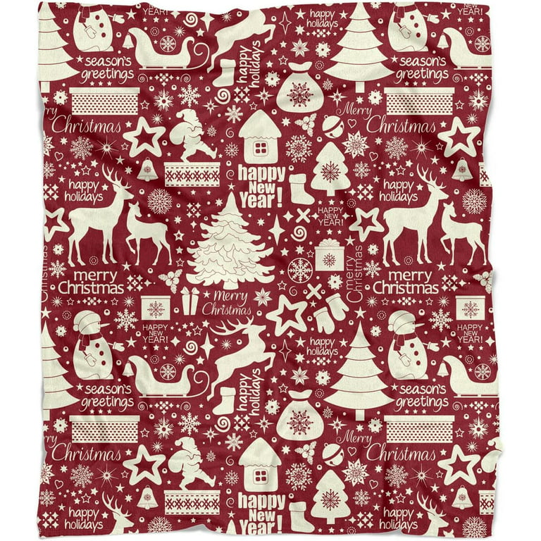 Christmas Throw Blanket for Couch Red Christmas Fleece Blanket