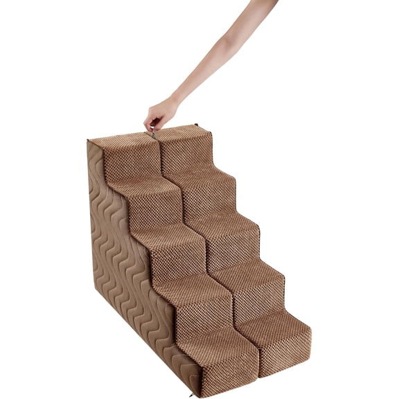 Dog Stairs for Bed, Dog Steps for Bed, Pet Steps for Small Dogs and Cats, Non-Slip Balanced Pet Ramp Indoor, Brown