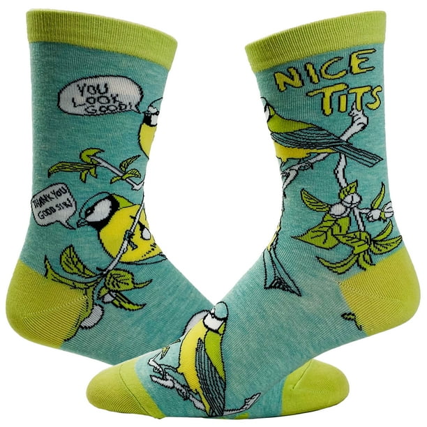 Women S Nice Tits Socks Funny Bird Watching Sarcastic Boobs Novelty Footwear Walmart Com
