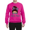 thumbnail image 3 of Autism Awareness Mom Life Messy Hair Bun | Cool Support Neon Print Bandana Mother's Day Unisex Crewneck Graphic Sweatshirt, Fuschia, Medium, 3 of 5