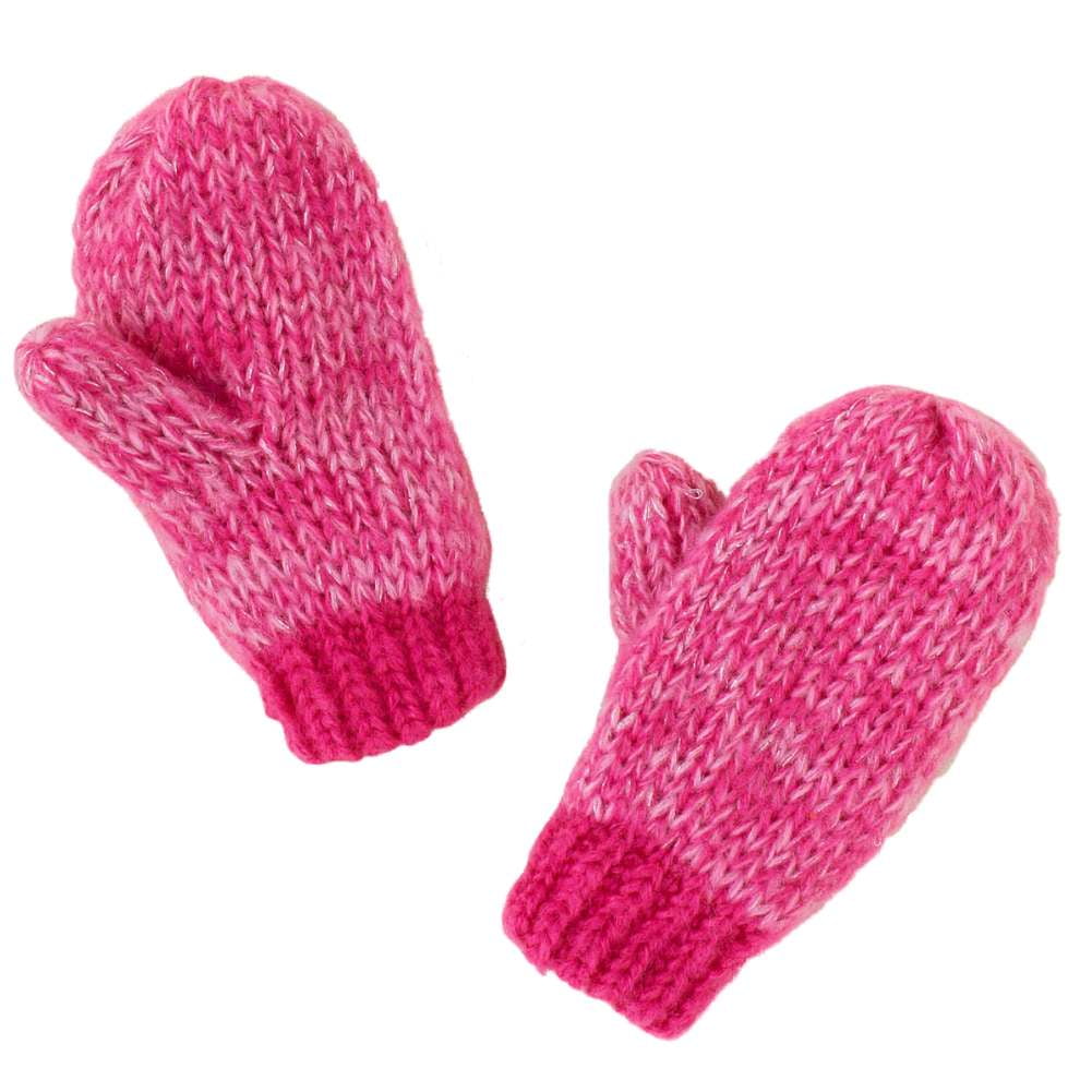 CP Infant Girls Pink Knit Mittens with Fleece Lining & Metallic Accents ...