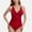 Burgundy, variant on Women's One Piece Swimsuit with Ruffled V-Neckline and Adjustable Double Spaghetti Straps - X Large, Green