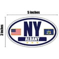 thumbnail image 3 of Flag of New York / American Flag Oval 3M Vinyl Bumper Sticker Decal | Navy & Gold Albany, NY Sticker Vinyl Decal, 3 of 3
