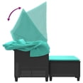thumbnail image 4 of vidaXL Patio Sofa 2-Seater with Canopy and Stools Black Poly Rattan, 4 of 10