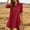 #0041-Red, variant on Women 3/4 Sleeve Casual Lapel Dresses Turn-Down Plain Ruff Hem Fashion Short Loose Party Sundress