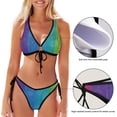 thumbnail image 3 of Dreamtimes Sparkling Rainbow Colors Bikinis Swimsuit Set for Women Swimwear Triangle Bathing Suit Tie String Thong, Small, 3 of 7
