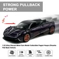 thumbnail image 4 of 1:32 Alloy DieCast Metal Cars Model Collectible Pagani Huayra Dinastia Pull Back Vehicle, Pull Back Model Cars with Light and Sound，Children's Christmas Birthday Gifts,etc.(Purple), 4 of 6