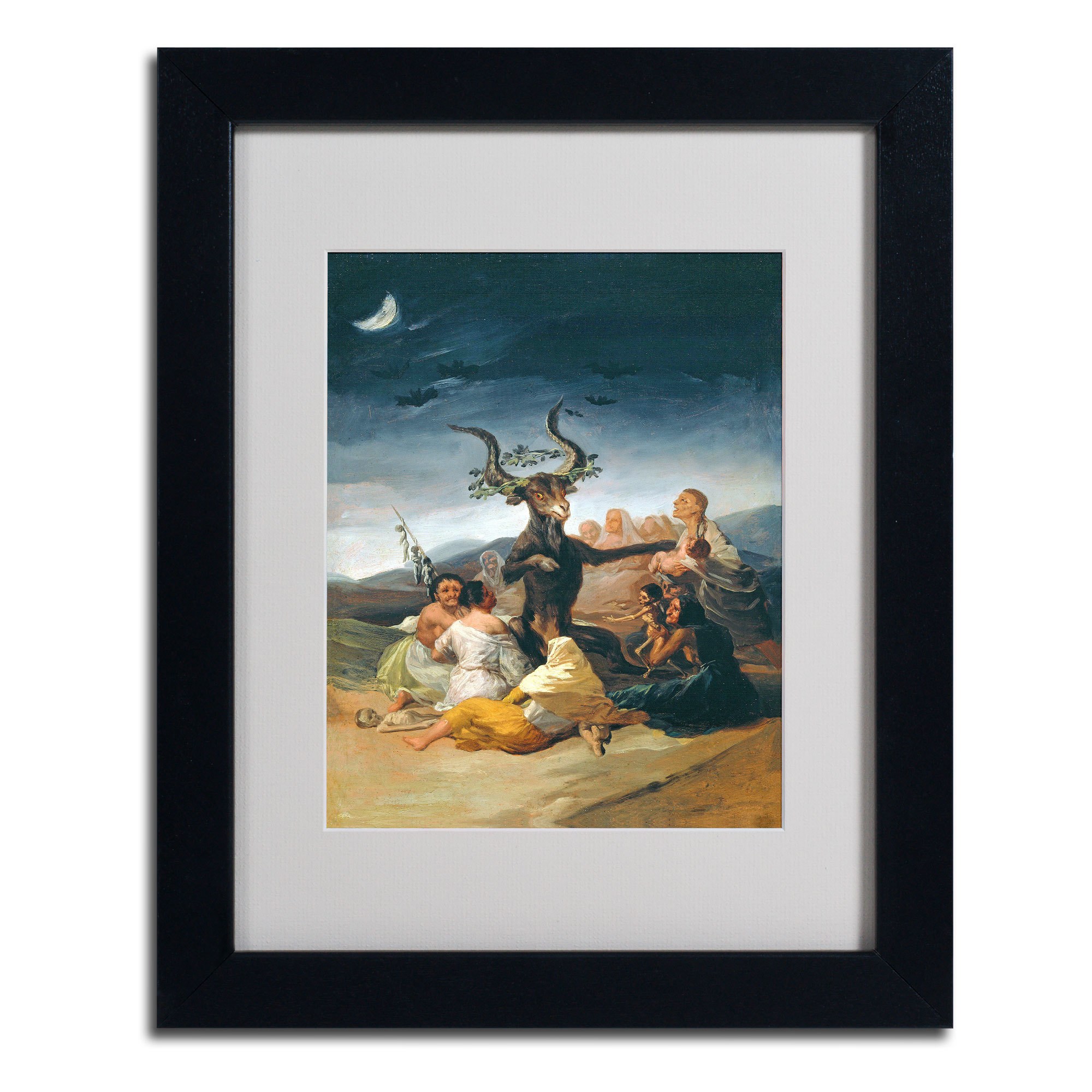 Trademark Fine Art "The Witches' Sabbath" Canvas Art by Francisco Goya, Black Frame
