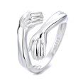 thumbnail image 2 of Aleación Creativa Manos Abrazar Anillos Abiertos Anillo De Pareja Ajustable Para El Día De San Valentín Cumpleaños Aniversario Noticed AP006265-01, 2 of 6