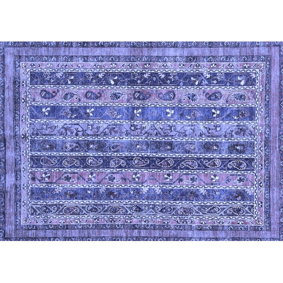 Ahgly Company Machine Washable Indoor Rectangle Abstract Blue Modern Area Rugs, 6' x 9'