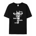 thumbnail image 7 of Giraffe Men's T Shirts Eyes Hello T-Shirt for Men Animal Sketch Crew Neck Tees Cotton Tops, Black, S, 7 of 7