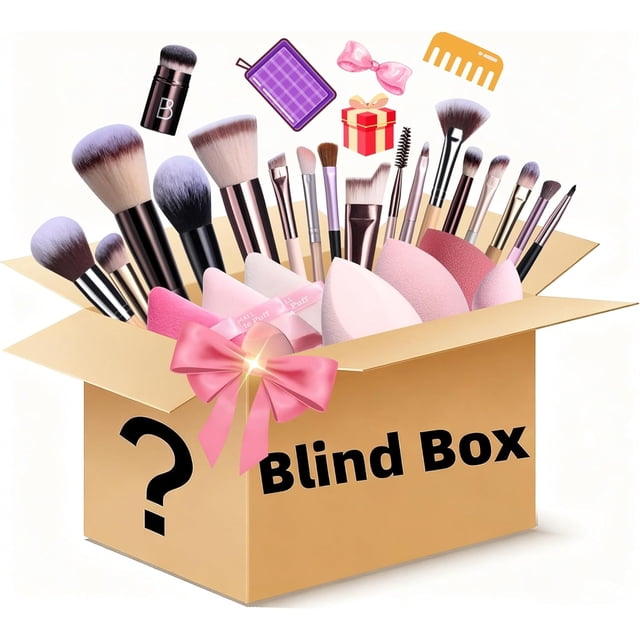 YANTONG Makeup Brushes Makeup Tools Beauty Box Blind Box–Such as Makeup Brushes Bag Makeup Sponge Set Professional Brushes and Soon Discover Exciting Beauty Tools with Every Unboxing Experience (L)