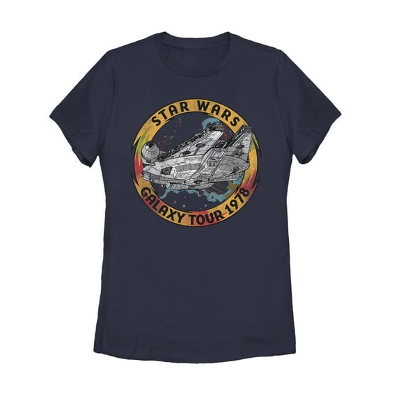 Women's Star Wars: The Rise of Skywalker Vintage Galaxy Tour Graphic Tee Navy Blue Small