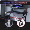 thumbnail image 4 of HOMCOM 47" Gaming Desk - Black Carbon Fiber Computer Desk w/ Monitor Shelf, Cup Holder &amp; Headphone Hook - Home Office Workstation, 4 of 9