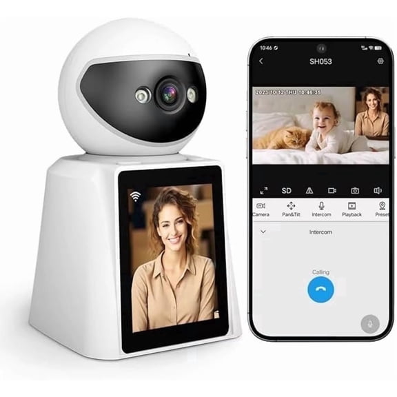 SriHome Video Baby Monitor with Camera and Screen, 360-Degree Smart 1080P WiFi Security Indoor Camera with Night Vision
