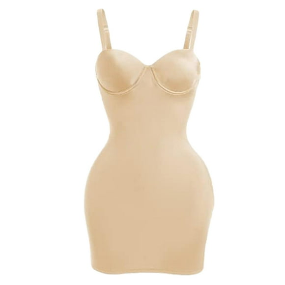 Xuanheng Shapewear Slips for Under Dresses 1 Piece Cami Slip Dress Seamless Full Slip M