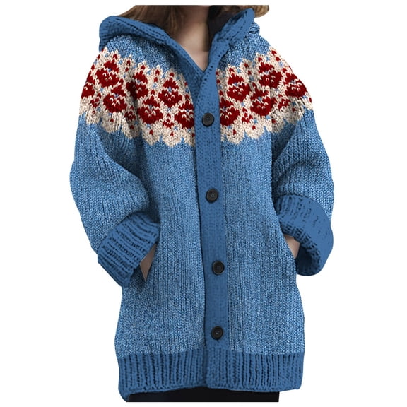 Cute Cardigans Women Cozy Knitted Hooded With Pockets Casual Style Sweater Jacket Work Cardians