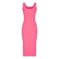 thumbnail image 5 of Women's Knit Dress， Sleeveless Ribbed Bodycon Midi Dress with Square Neck and High Slit， Summer Casual Dress, 5 of 5