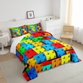 thumbnail image 4 of Erosebridal Colorful Comforter Set King, Building Blocks Bedding, 3D Rainbow Construction Brick Bedding Comforter Sets Funny Patchwork Geometric Rectangle Duvet Insert, 4 of 5