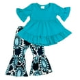 thumbnail image 2 of Dash of Glitter Girls Turquoise Top and Cow Print Bottom Pants 2-piece Outfit, Sizes 6/12M-14/16, 2 of 3