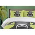 thumbnail image 4 of Ambesonne Whimsical Duvet Cover Sets, Raccoon Rides Motorcycle, 2-Queen, Pale Green and Grey, 4 of 7