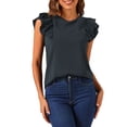 thumbnail image 1 of Blusa de manga corta redonda para mujer Inspire Chic, casual de verano, color negro, talla S, 1 of 5