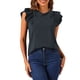 thumbnail image 1 of Blusa de manga corta redonda para mujer Inspire Chic, casual de verano, color negro, talla S, 1 of 5