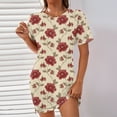 thumbnail image 2 of QIPOPIQ Robes pour Femmes Longues Fluides Robe à Étages Manches Courtes Imprimé Bohème Robe de Plage Robe d'Été Robe Longueur Genou Offres 2023, 2 of 6