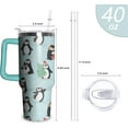 thumbnail image 2 of Cute Penguin Tumbler with Handle and Straw, 40 oz Stainless Steel Insulated Cup with Lid and Straw,Travel Coffee Mug Water Bottle, Birthday Christmas Mothers Day Gifts for Animal Lovers Women, 2 of 6