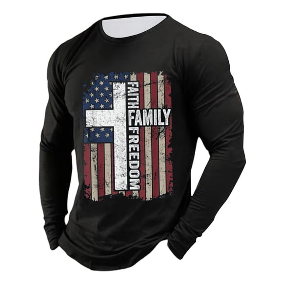 Freedom Shirts for Men Oversized Crew Neck Long Sleeve Tunic Tops Tees Sports Athletic Outdoor Activities Casual Loose Fit Daily Wear