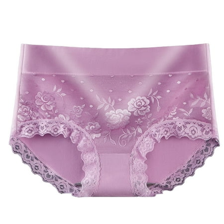 SNOWSONG Plus Size PantiesClearance! Seamless Underwear Womens Mid-waisted Tummy Lace Panties Cotton Breathable Hipster Triangles Womens Underwear Cotton Panties for Women Hot Pink L