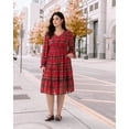 thumbnail image 3 of CASSIE LIZ Dresses for Women Plus Size 2X Casual Red Plaid Fall Sundresses Fashion Midi Elastic Waist Dresses Long Sleeve Elegant V Neck Loose Fit Winter Dress With Pocket 2XL 18W 20W, 3 of 7