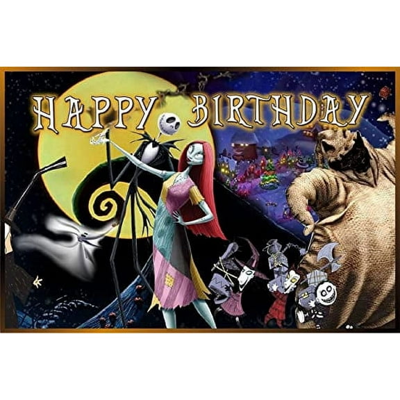 Nightmare Before Xmas Jack and Sally Edible Icing Image Cake Topper-1/4 Sheet or Larger