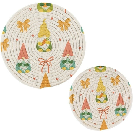 

Tangkunup Christmas Gnome Trivets Pot Holders Set of 2 Decoration Potholders for Kitchens Pure Cotton Thread Weave Trivets Hot Pads for Kitchens Coasters Placemats Spoon Rest for Cooking