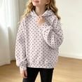 thumbnail image 4 of Wyongtao Kids Girls Polka Dots Hoodie Long Sleeve Hooded Sweatshirt Classic Cute Solid Color Fall Winter Pullover (140, Beige), 4 of 8