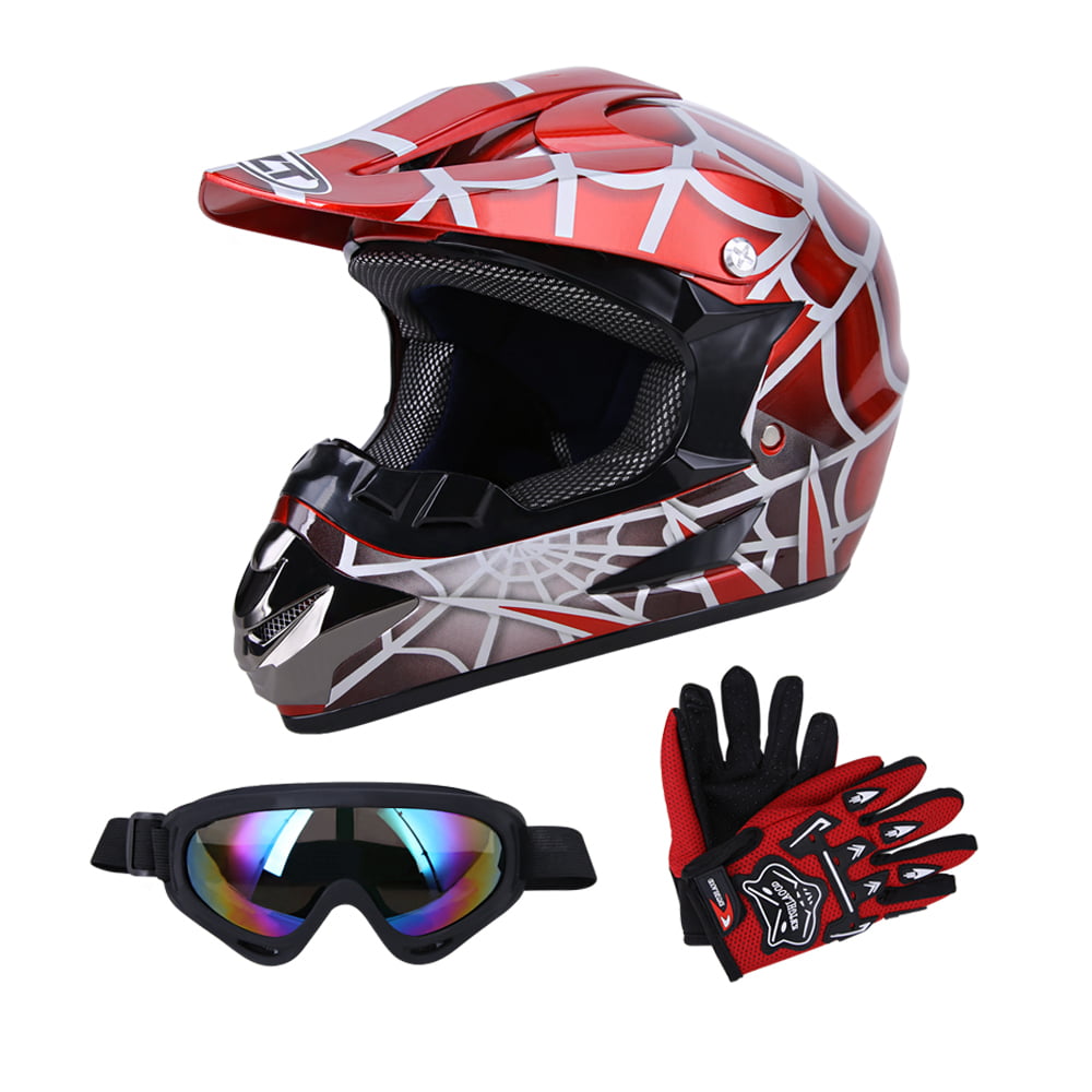 Leopard Kids Children Motorbike Motocross Set { CAMO Suit S 5-6 Yrs + Goggles } Blue + Helmet & Gloves S 49-50cm