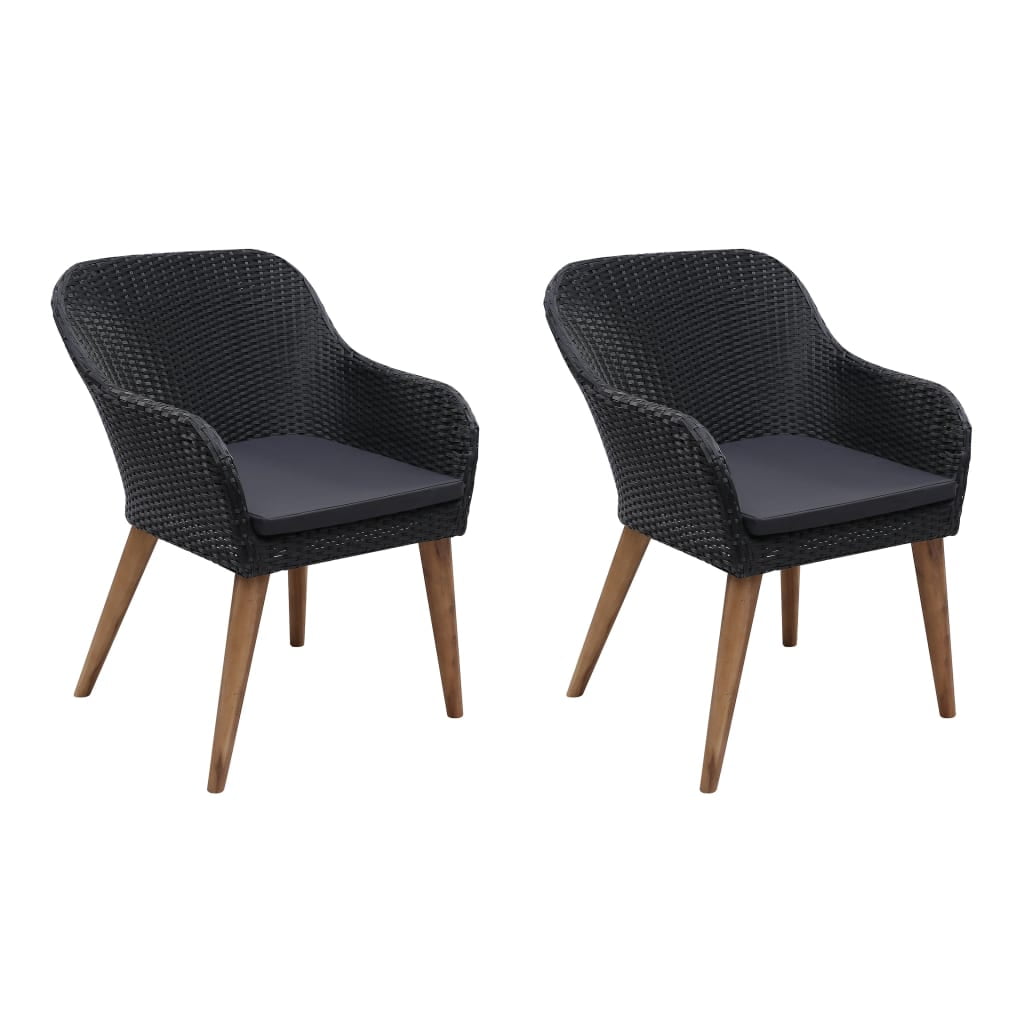 Lowestbest 2-Piece Outdoor Chairs, All-Weather Bistro Seating Chairs with Thick Cushion, Black Lowestbest 2-Piece Outdoor Chairs, All-Weather Bistro Seating Chairs with Thick Cushion, Black