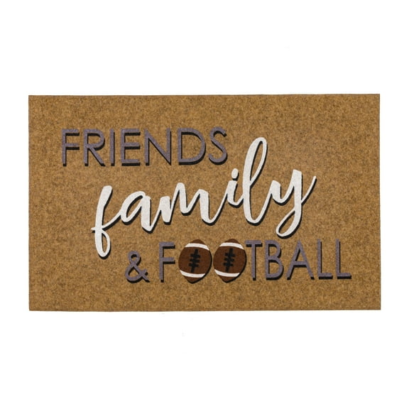 Mohawk Home Friends Family & Football All Weather Low Pile Moisture Absorbant Doormat, Tan, 18" x 30"