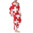 thumbnail image 2 of Lsque Red Cross 1 Pattern Long Sleeve Pajama Set for Men - Soft 2-Piece Sleepwear and Loungewear Set with Pockets, Comfy Nightwear-Large, 2 of 7