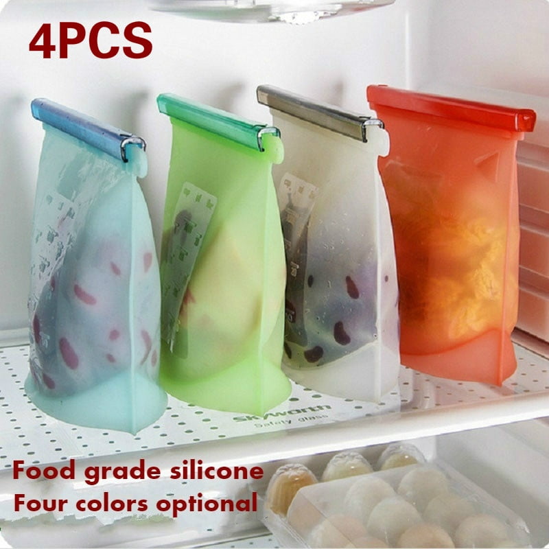 Resealable Silicone Food Storage Freezer Bag Kitchen Vacuum Fresh Zipper Bag 