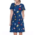 thumbnail image 1 of Bixox Robe d'Été à Manches Courtes pour Femmes Robe Ample Longueur Genou avec Poches-Espace, 1 of 7