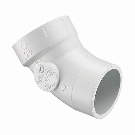 PVC Street Elbow, 45 Degrees, Socket, 4 in Pipe Size