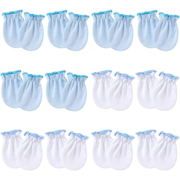 QUETO Gants bébé mitaines anti-rayures 0-6/6-12 mois bébé nouveau-né filles gants garçons mitaines tout-petits - paquet de 12
