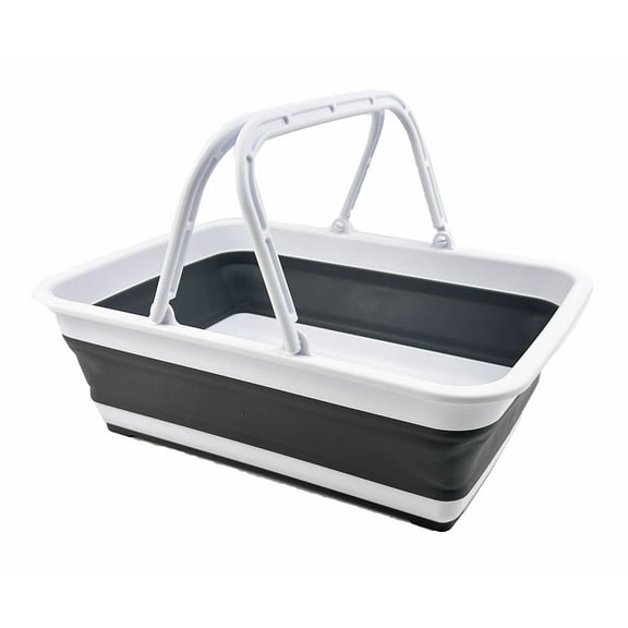 SAMMART Collapsible Basket with Handle 8L (2.1 Gallon) - Portable Outdoor Picnic Basket/Crate -Foldable Basin for Washing Dishes, Camping, Hiking