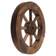 thumbnail image 3 of HERFIER Rustic Wooden Wagon Wheel Wall Hanging Decor for Home, Cabin, or Farmhouse, 25x25cm Vintage Style, 3 of 9