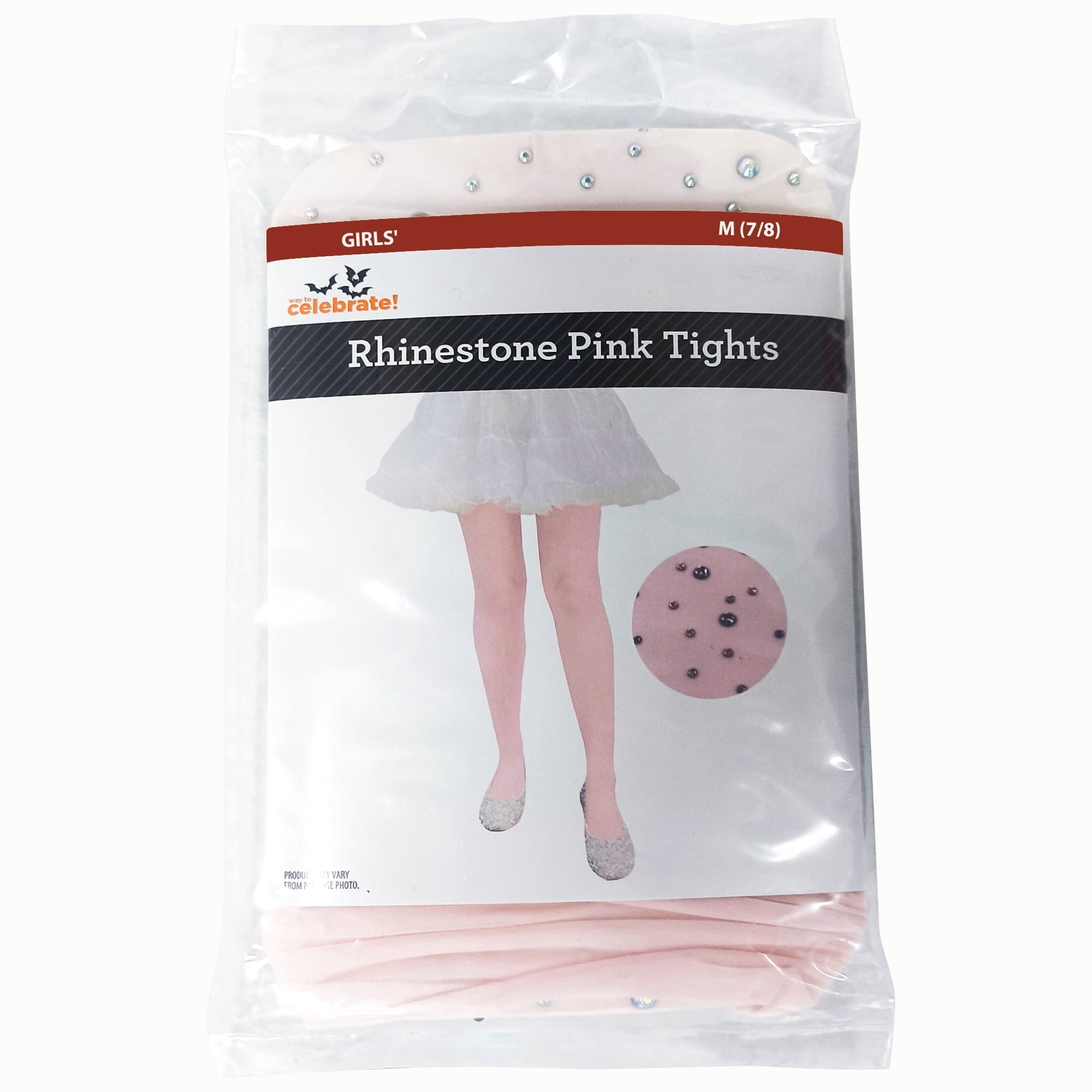 Rhinestone Opaque Tights Costume Accessory for Children, Pink, M (8/10), Halloween by Way To Celebrate
